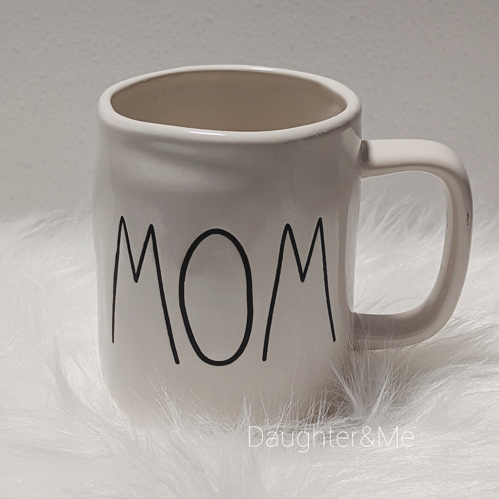 NWT Rae Dunn "MOM" LL Coffee Mug Off White Rare Long Letter.
